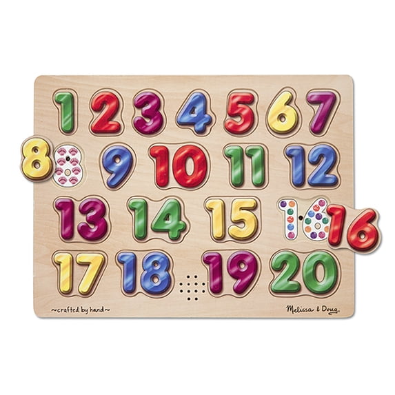 Melissa & Doug Spanish Numbers Sound Puzzle - Wooden Puzzle (20 pcs)