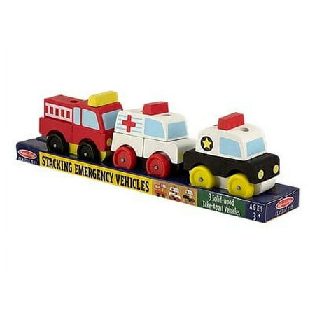 Melissa & Doug - Stacking Emergency Vehicles - Classic Wooden Toy