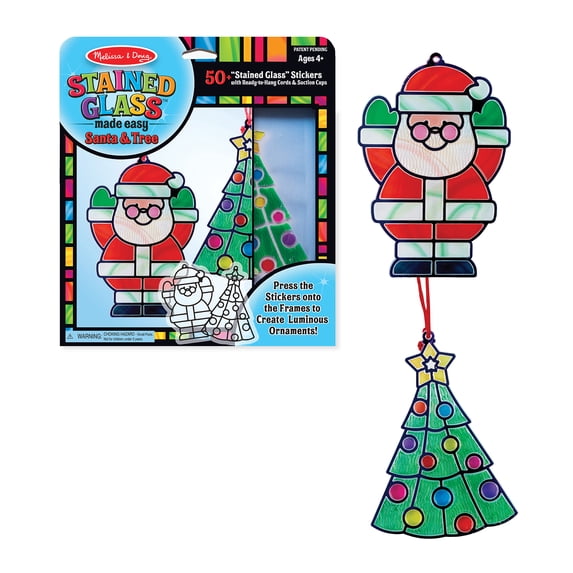 Melissa & Doug Stained Glass Made Easy Craft Kit - Santa and Tree Ornaments