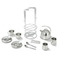 thumbnail image 1 of Melissa & Doug Stainless Steel Pretend Play Tea Set with Storage Rack for Kids (11 pcs), 1 of 9