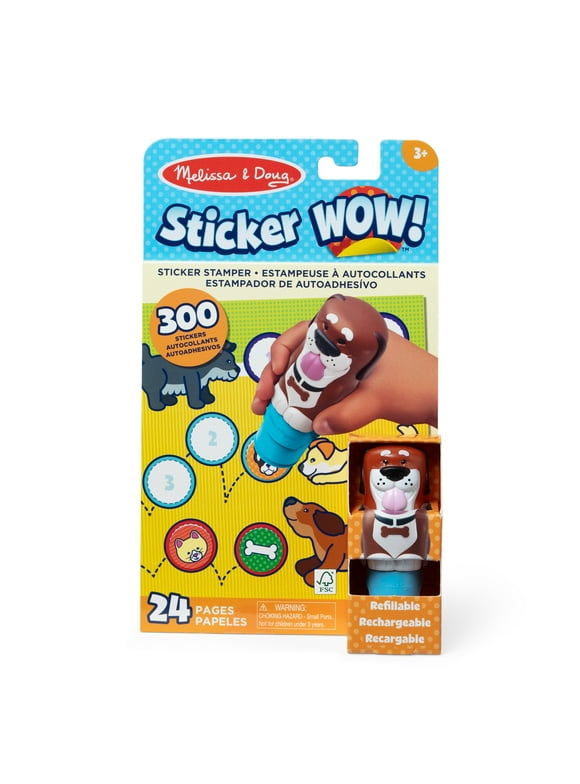 Melissa & Doug Sticker WOW!™ 24-Page Activity Pad and Sticker Stamper, 300 Stickers, Arts and Crafts Fidget Toy Collectible Character – Dog