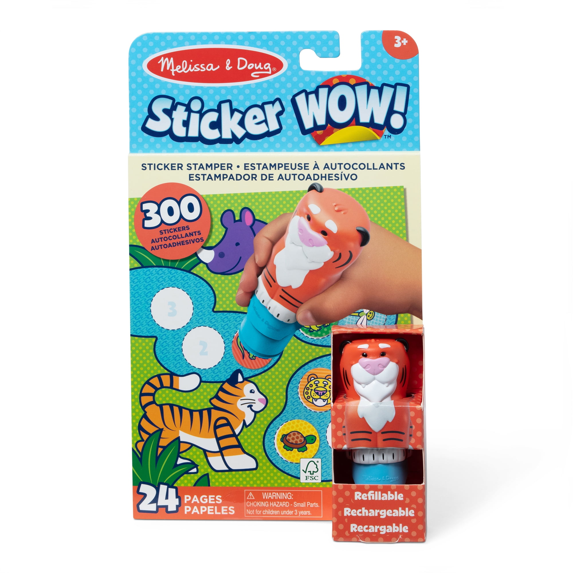 Melissa & Doug Sticker WOW!™ 24-Page Activity Pad and Sticker Stamper, 300  Stickers, Arts and Crafts Fidget Toy Collectible Character – Tiger
