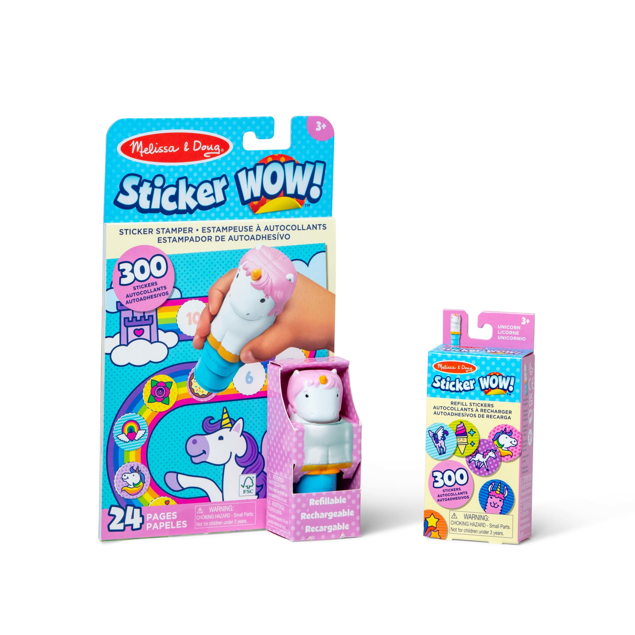 Melissa & Doug Sticker WOW!™ Unicorn Bundle: Sticker Stamper, 24-Page Activity Pad, 600 Total Stickers, Arts and Crafts Fidget Toy Collectible Character