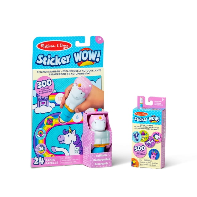 Melissa & Doug Sticker WOW!™ Unicorn Bundle: Sticker Stamper, 24-Page ...