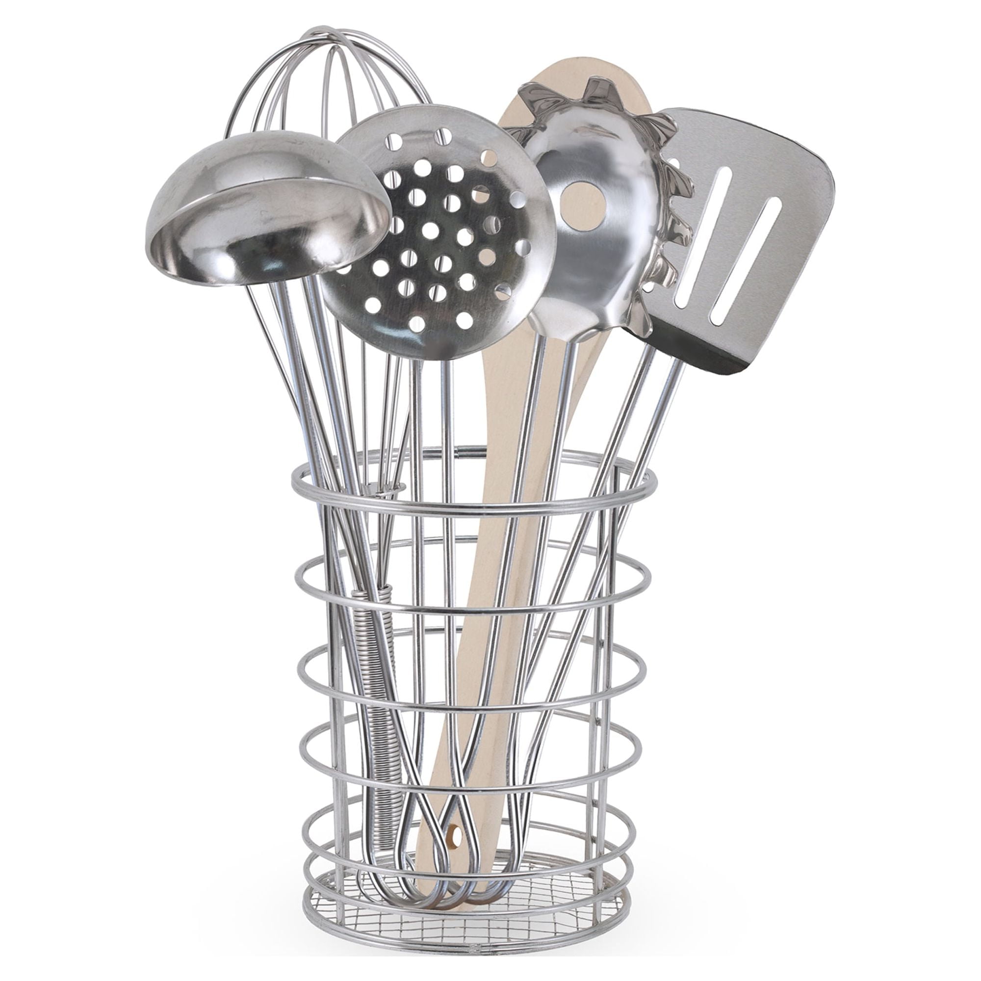 Stainless Steel and Wood Kids' Cooking Utensils Set