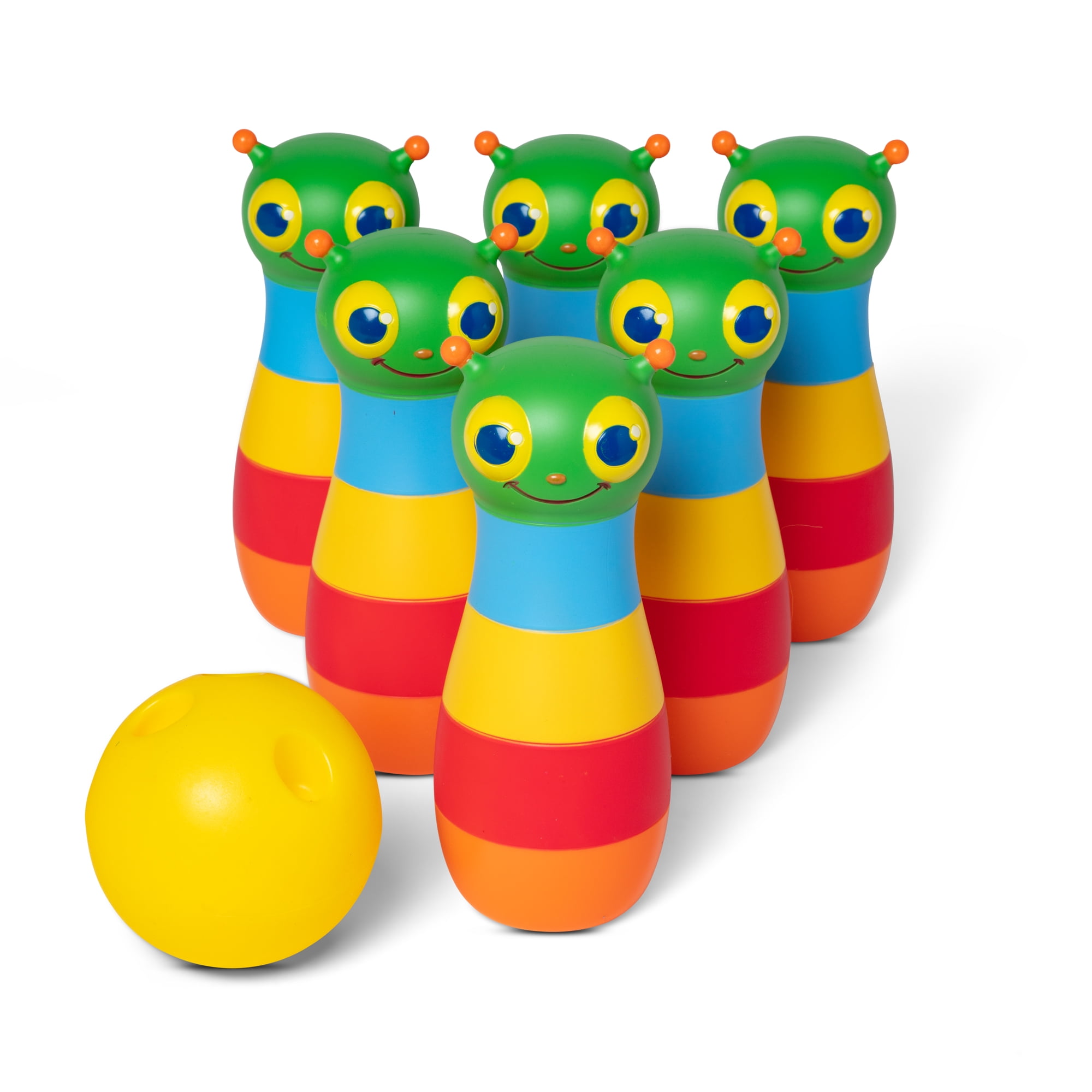 Melissa and Doug Sunny Patch Happy Giddy Bowling Set With 6 Pins, Bowling Ball, and Storage Bag