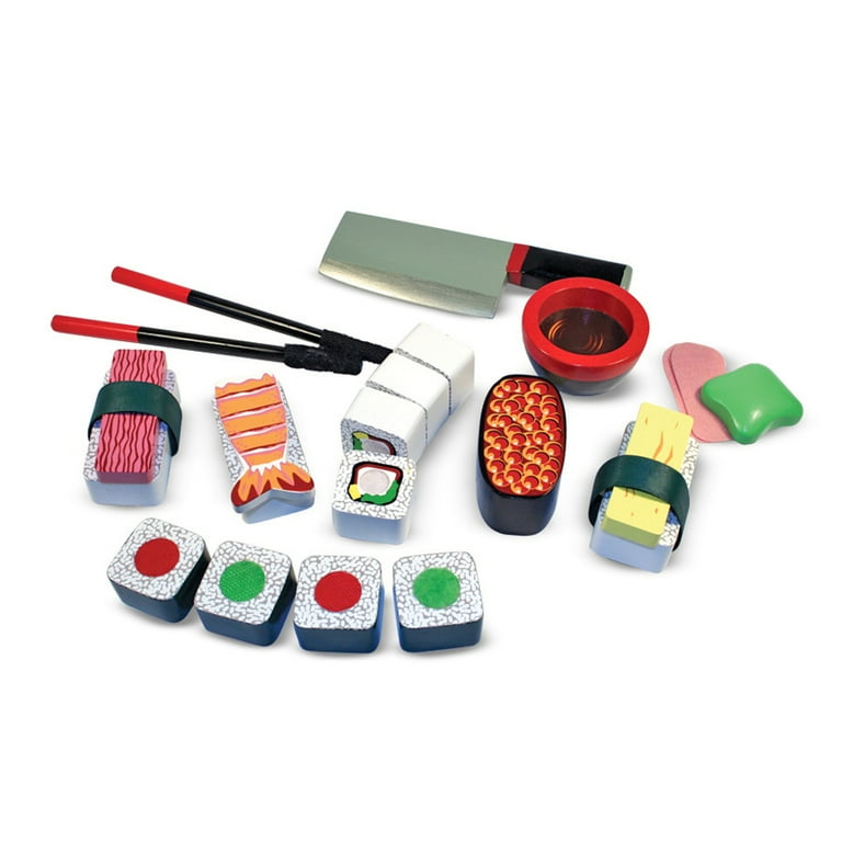 Melissa & Doug Sushi Slicing Wooden Play Food Set - Walmart.com