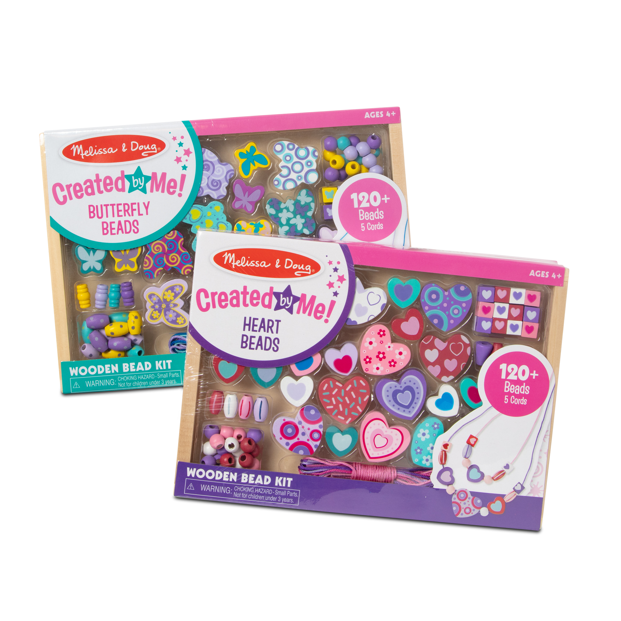 Melissa & Doug Sweet Hearts and Butterfly Friends Bead Set of 2 - 250+ Wooden Beads - image 1 of 9