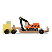 Melissa & Doug Trailer and Excavator Wooden Vehicles Set - 3 Pieces