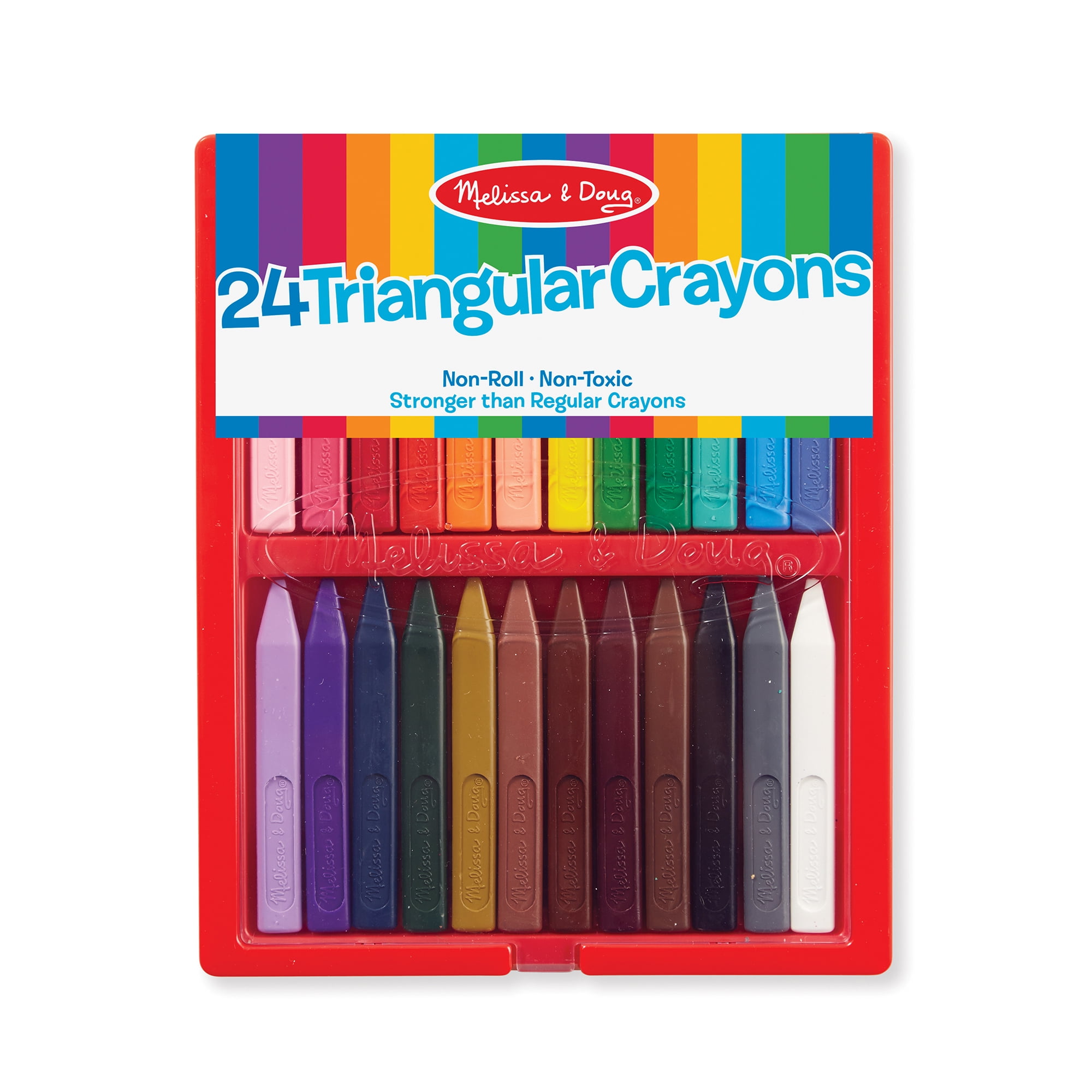 Melissa & Doug Triangular Crayons - 24-Pack in Flip-Top Case, Non