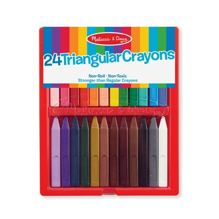 Melissa & Doug Triangular Crayons - 24-Pack in Flip-Top Case, Non-Roll