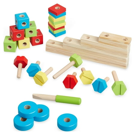Melissa & Doug Twist & Turn Wooden Tools Construction Play Set (44 Pieces)