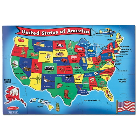 Melissa & Doug USA Map Floor Puzzle (51 pcs, 2 x 3 feet)