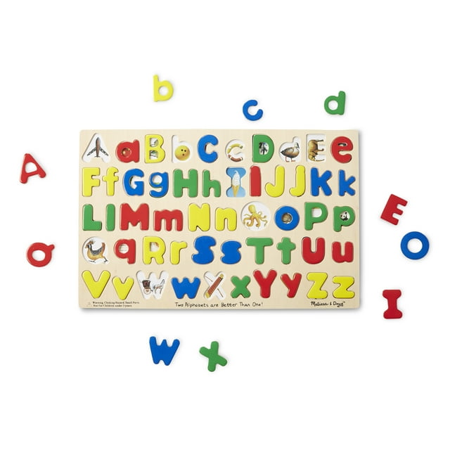 Melissa & Doug Upper & Lower Case Alphabet Letters Wooden Puzzle, 52pc ...