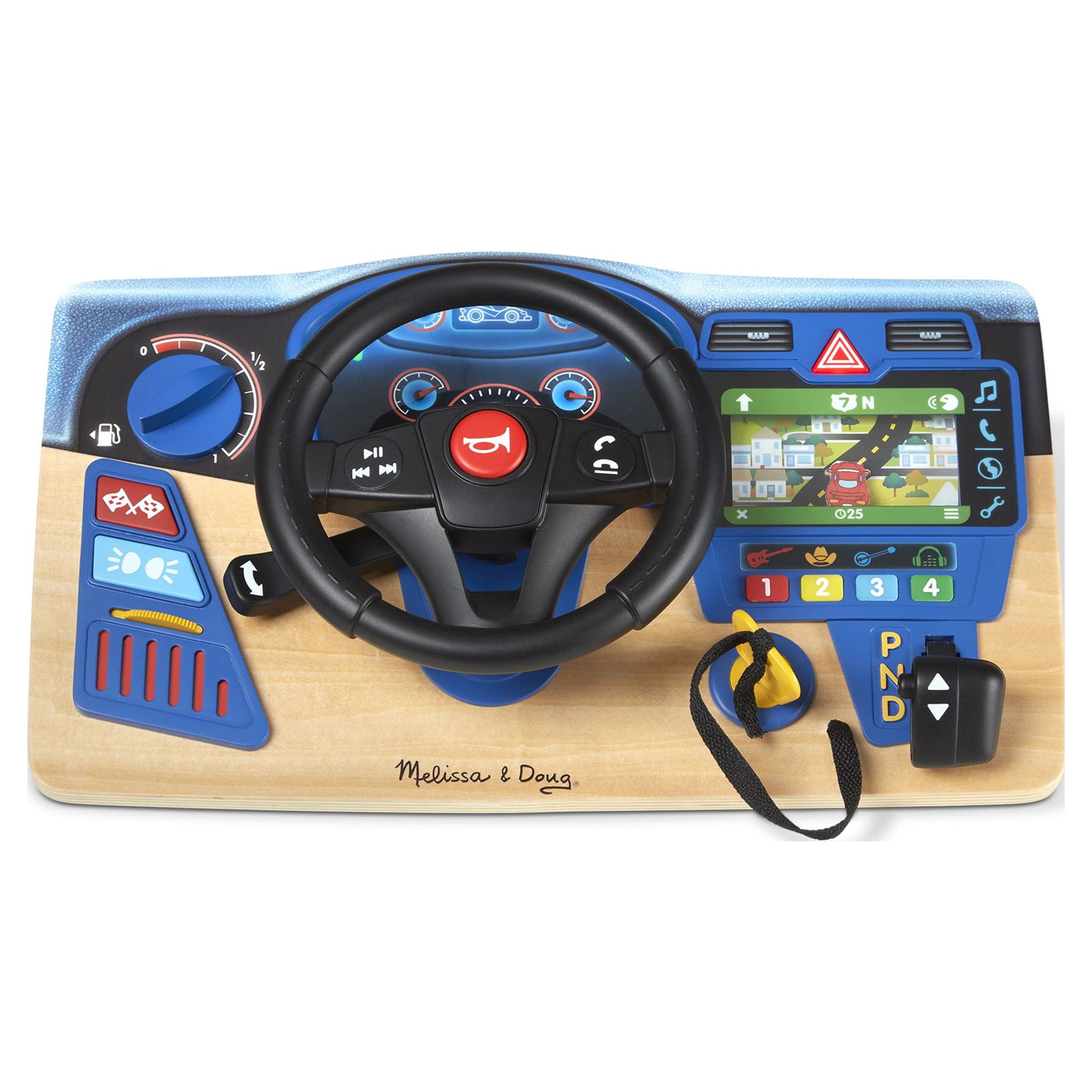 Melissa & Doug Vroom & Zoom Interactive Wooden Dashboard Steering Wheel