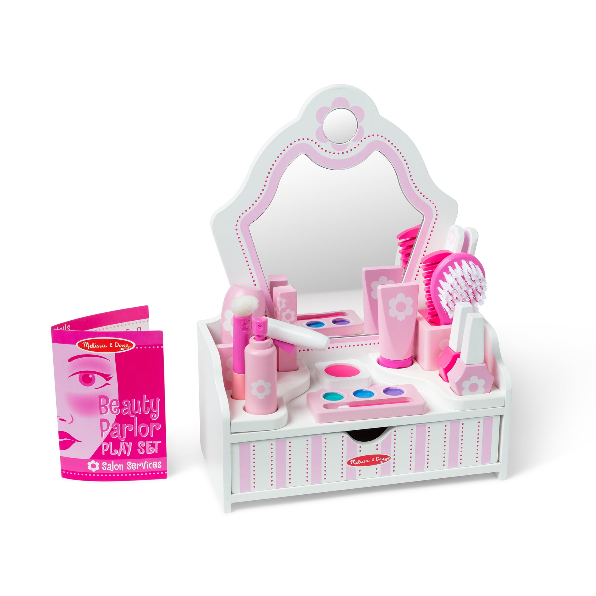 Pink and White Wooden Beauty Salon Play Set with Vanity