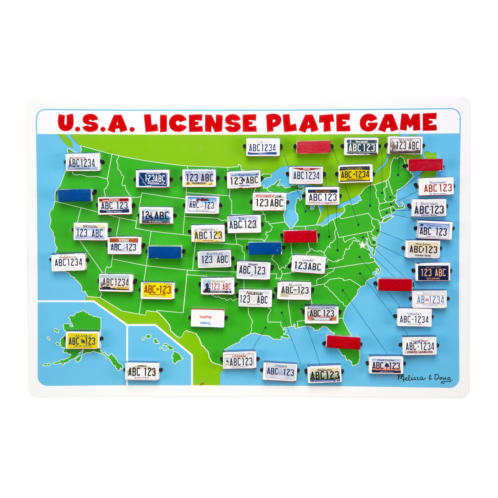Melissa & Doug Wooden Flip to Win License Plate Game Travel Toy - image 1 of 9