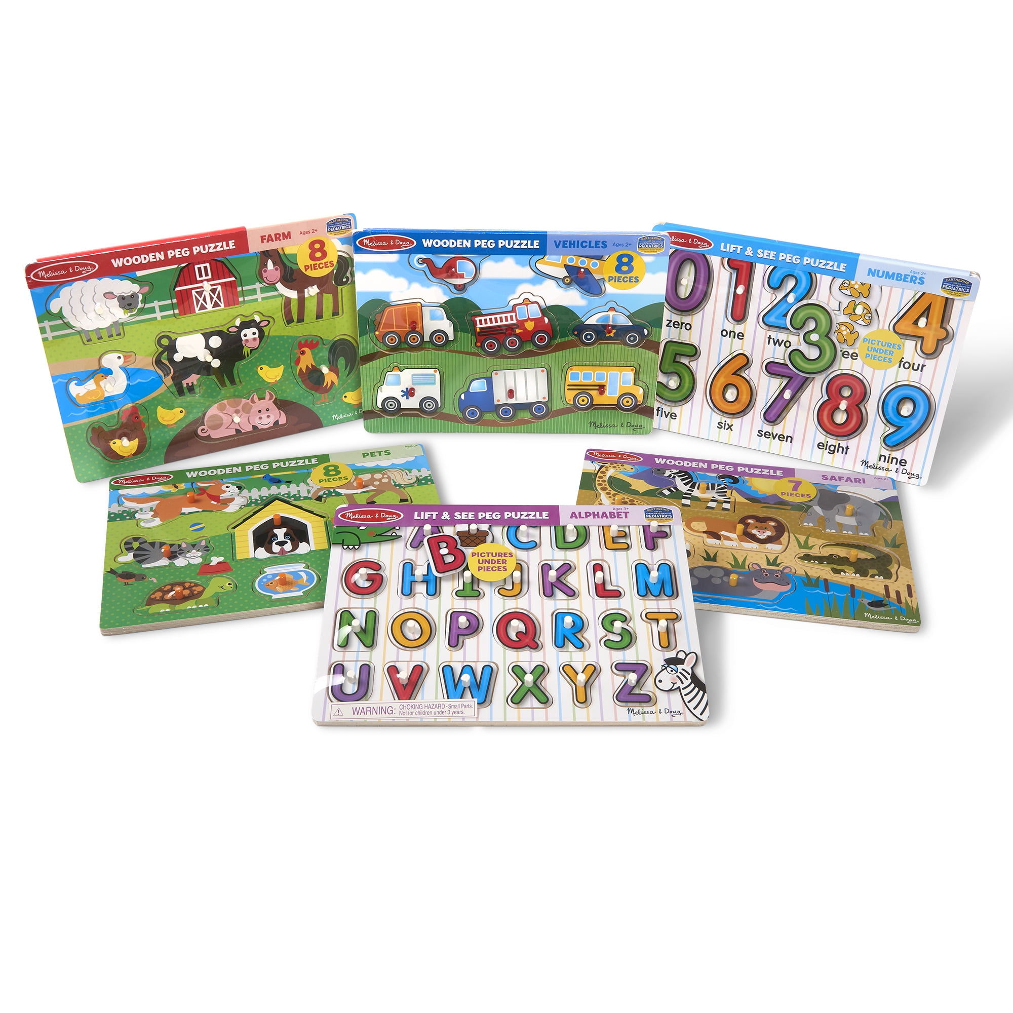 Melissa & Doug Classic Wooden Peg Puzzles (Set of 3) - Numbers, Alphabet,  and Colors - Toddler Learning Toys, Alphabet And Numbers Puzzles For Kids