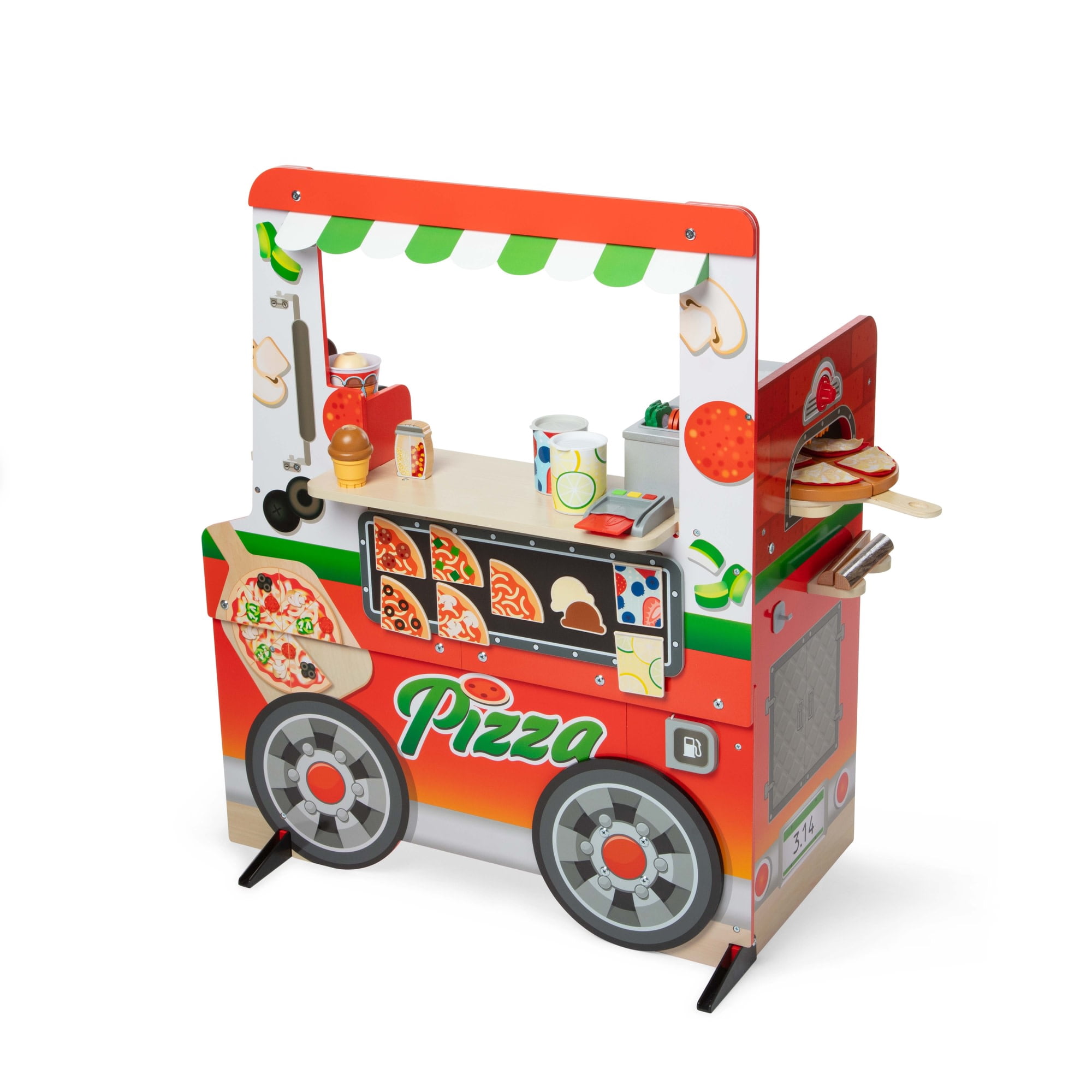 Melissa & Doug Wooden Pizza Food Truck Activity Center with Play