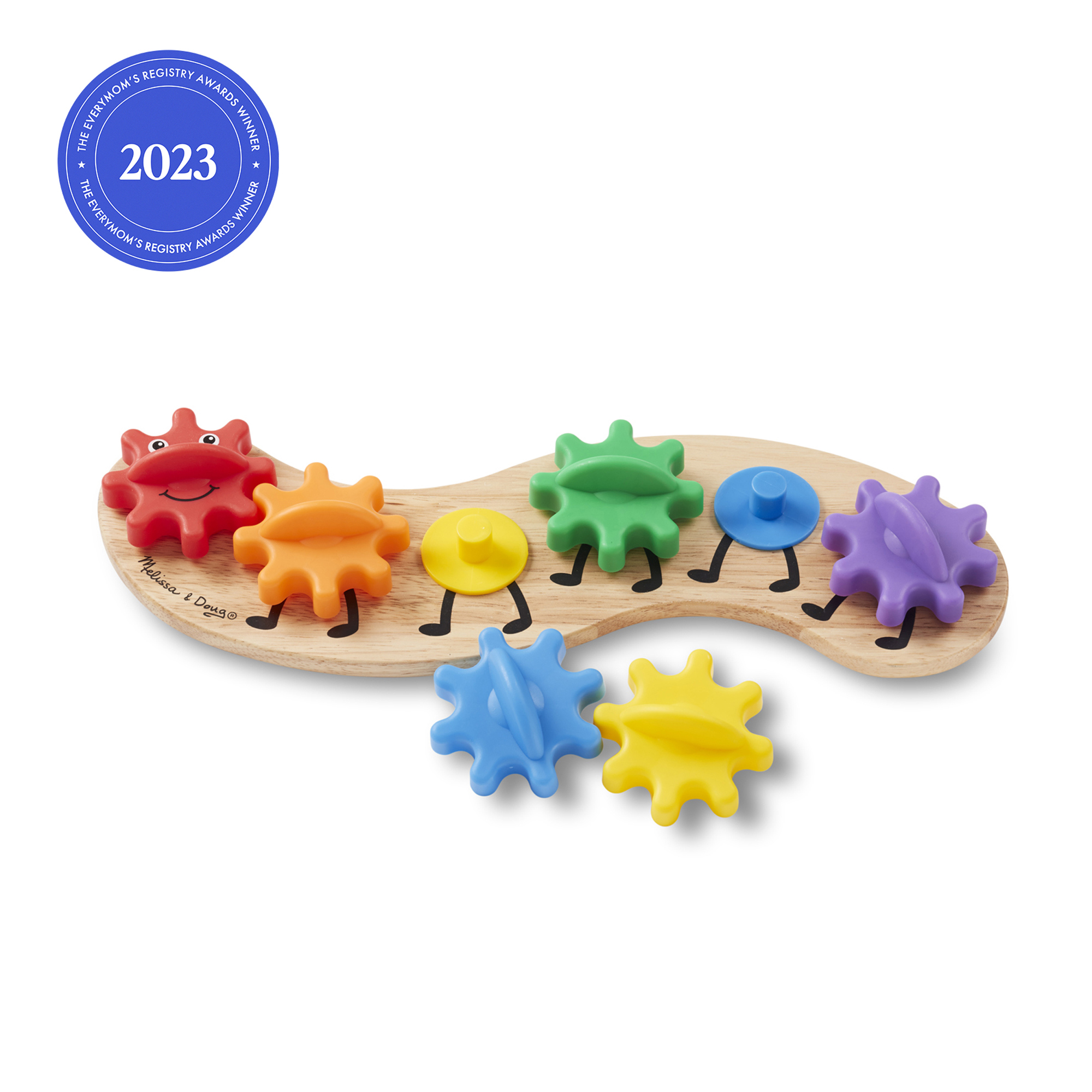 Melissa & Doug Wooden Rainbow Caterpillar Gears Toddler Toy With 6 Interchangeable Gears - image 1 of 10