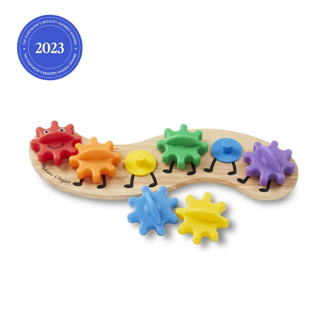 Melissa & Doug Wooden Rainbow Caterpillar Gears Toddler Toy With 6 Interchangeable Gears