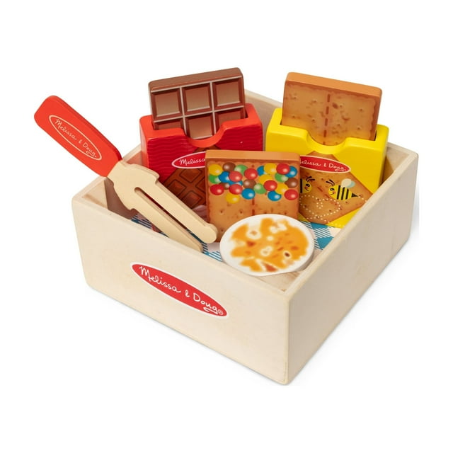 Melissa & Doug Wooden S'Mores Picnic Box Play Food Set For Boys and For