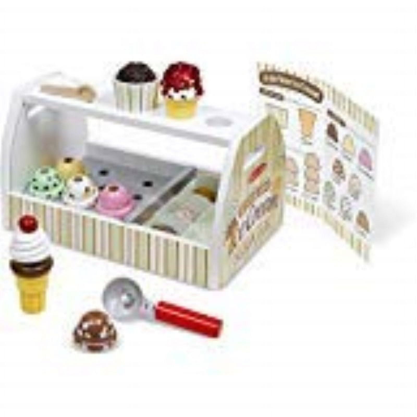 Melissa & Doug Wooden Scoop & Serve Ice Cream Counter Play Food Set, (20 Pieces)