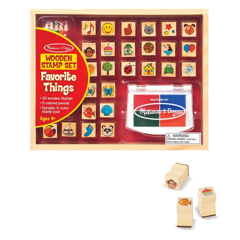 Melissa Doug Deluxe Wooden Stamp Set: Animals 30 Stamps, Markers, Stamp  Pads Kids Art Projects, Wooden Stamps With Washable Ink, Wooden