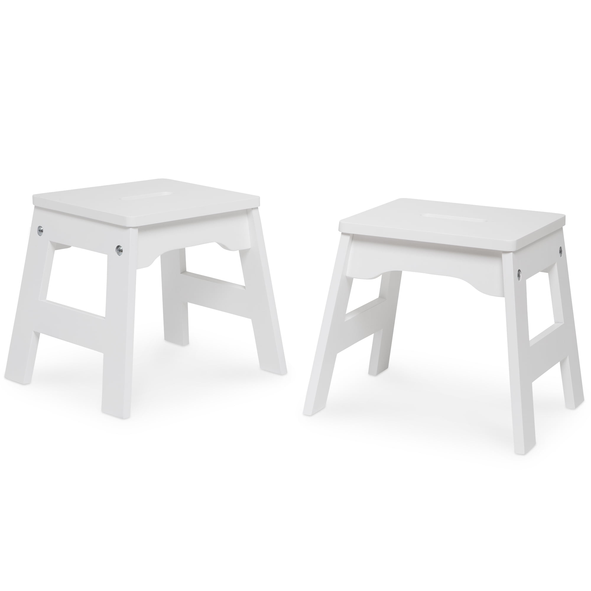 Melissa Doug Wooden Stools Set of 2 Stackable Portable 11 Inch Tall Stools White Walmart