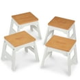 thumbnail image 1 of Melissa & Doug Wooden Stools – Set of 4 Stackable, Portable 11-Inch-Tall Stools (Natural/White), 1 of 3