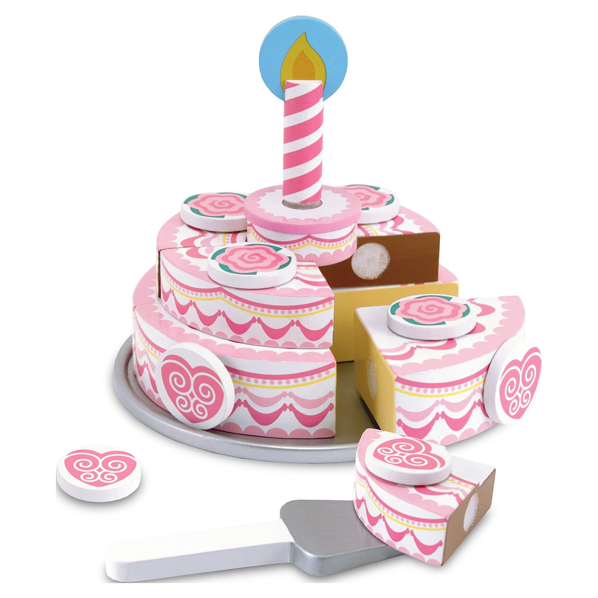 Melissa & Doug Wooden Triple-Layer Party Cake Play Food Set for Preschool Boys and Girls