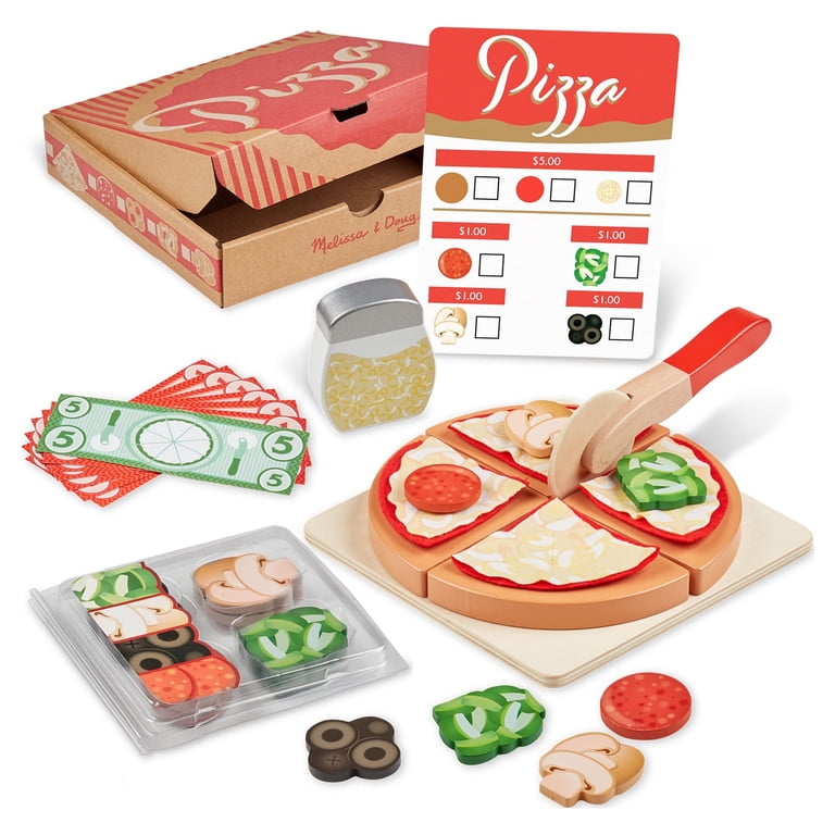 Melissa & Doug Wooden Felt Pizza Play Set, 41 Pieces, Toddler
