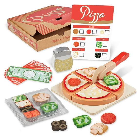 Melissa & Doug Wooden and Felt Pizza Play Set, 41 Pieces, Toddler Toys