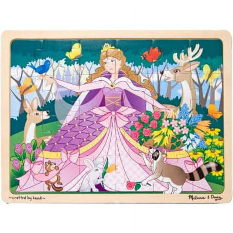 Melissa Doug Woodland Fairy Princess Wooden Jigsaw Puzzle With Storage Tray 24 pcs