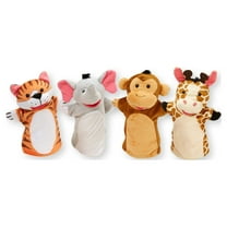 Melissa & Doug Zoo Friends Hand Puppets (Set of 4) - Elephant, Giraffe, Tiger, and Monkey
