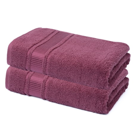 Melissa Linen 2 Piece Bath Towels, 100% Turkish Cotton, Ultra Absorbent Towels for Bathroom, Plum Purple