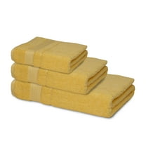 Melissa Linen, 3-Piece Cotton Bathroom Towels, Bath Towel, Hand Towel, Washcloth, Absorbent, Yellow