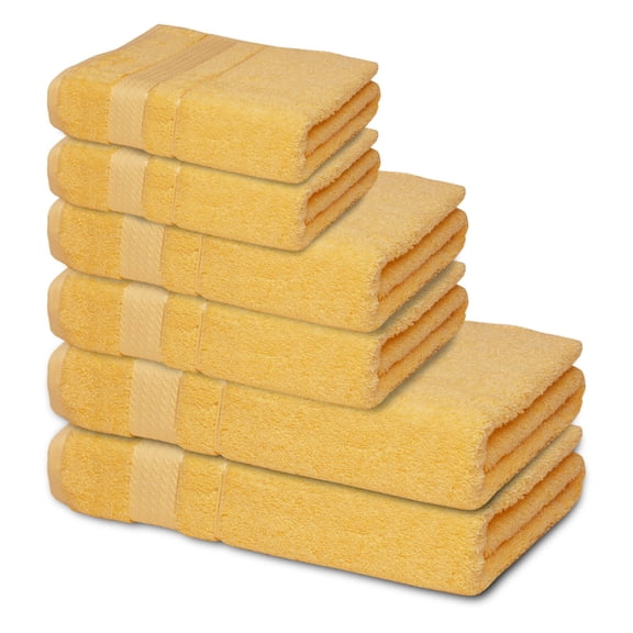 Melissa Linen 6 Pack Turkish Towels, 2 Bath Towel, 2 Hand Towel, 2 Washcloth Bathroom Towel Set, Yellow