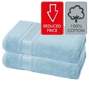 Melissa Linen, Bath Towels (Set of 2) Quick Dry Absorbent Cotton, Bathroom Shower Towels, Adult, Ocean Blue