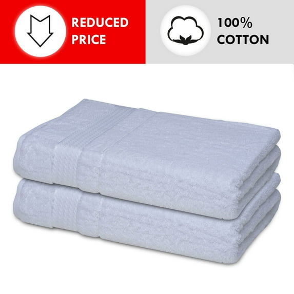 Melissa Linen, Bath Towels (Set of 2) Quick Dry Soft and Absorbent Cotton, Bathroom Towels, White