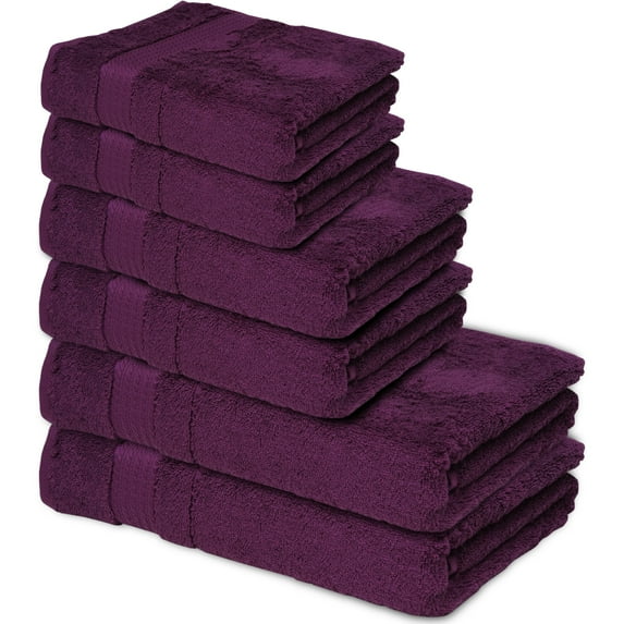 Melissa Linen Bathroom Towels (Set of 6), Bath Towel, Hand Towel, Washcloth, Regal Purple