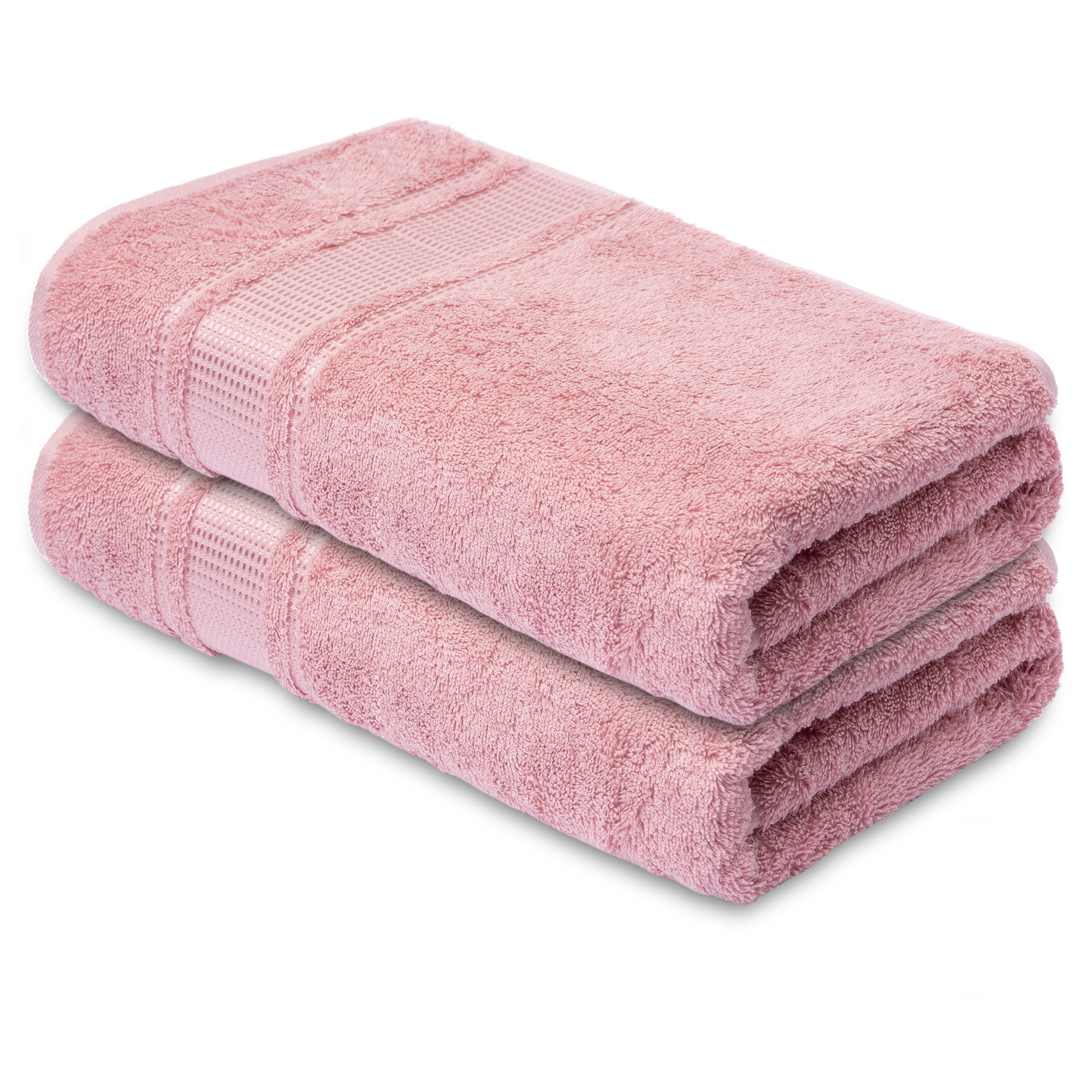 Melissa Linen, Cotton Bath Towels, 2 Pack Luxuries Towels for Bathroom, Super Absorbent, Dusty Pink