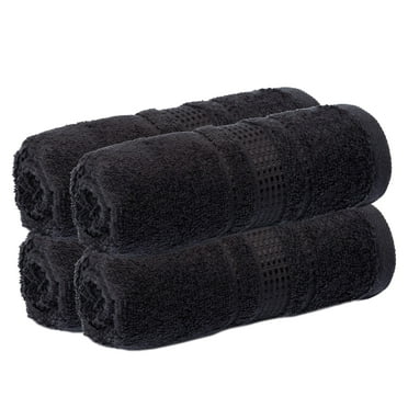 Melissa Linen, Fingertip Towel Pack, Premium Cotton, Soft, Absorbent, 12 x 18 in, 4 Piece, Jet Black
