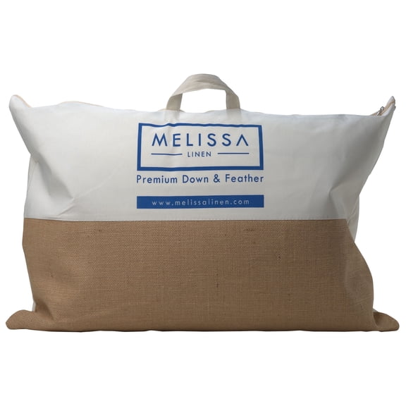 Melissa Linen Premium Goose Down Feather Pillow for Bed, Luxury Hotel Quality, Soft & Supportive, King Size, White