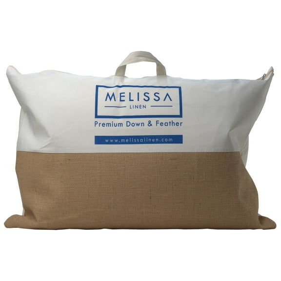 Melissa Linen King Size Goose Down Feather Pillow, 20" x 36", 1000 Thread Count Turkish Cotton Cover, Luxury Hotel Collection, Soft & Supportive for Side, Back & Stomach Sleepers