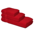 thumbnail image 1 of Melissa Linen, Large Bathroom Towels Set, 3 Pack, Absorbent, Bath Sheet, Hand Towel, Fingertip Towel, Red, 1 of 6