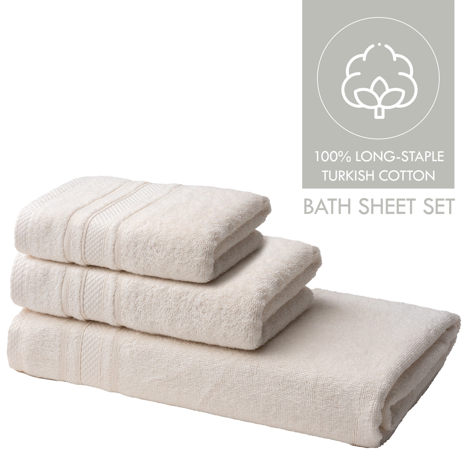 Melissa Linen, Large Bathroom Towels Set, 3 Pack, Soft and Absorbent, Bath Sheet, Hand Towel ...