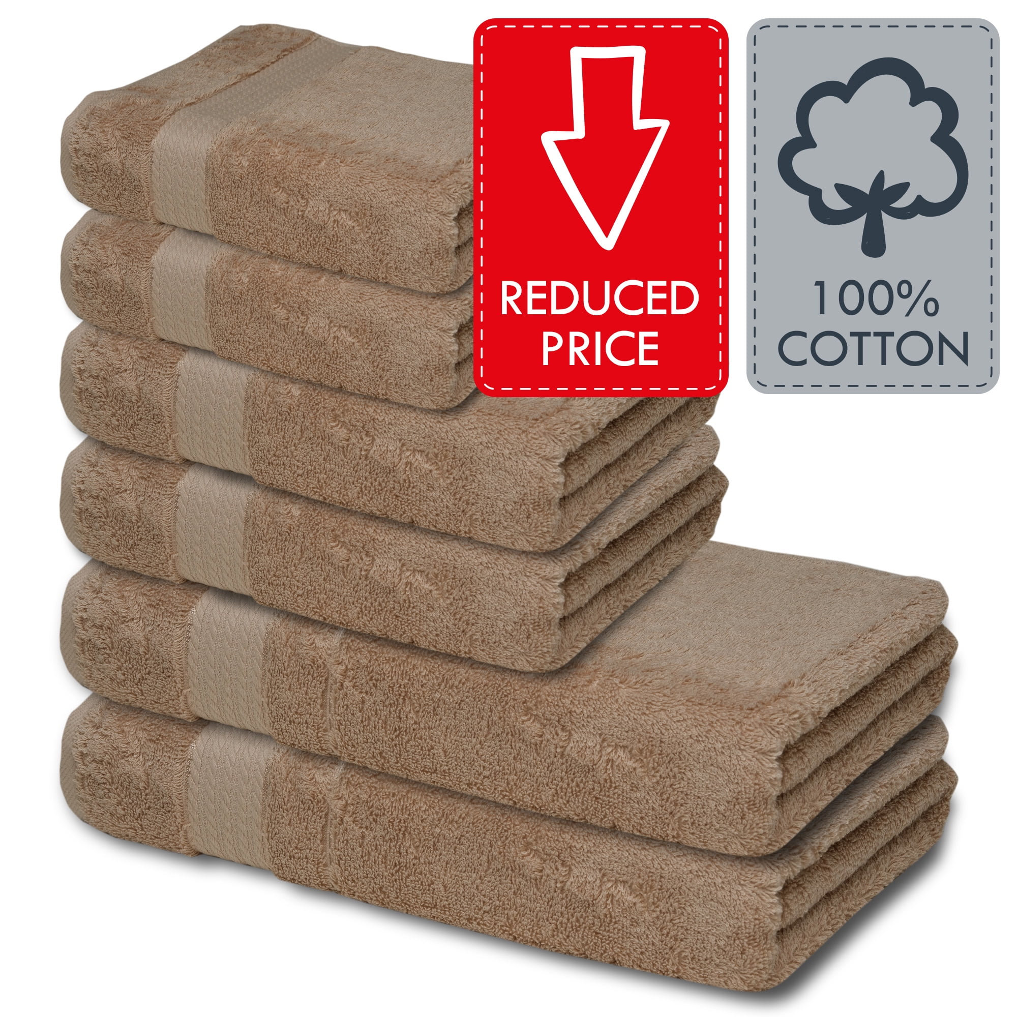 Melissa Linen Luxury Bath Towels Set of 6  - Bath Towels, Hand Towels, and Washcloths for the Bathroom – Beige