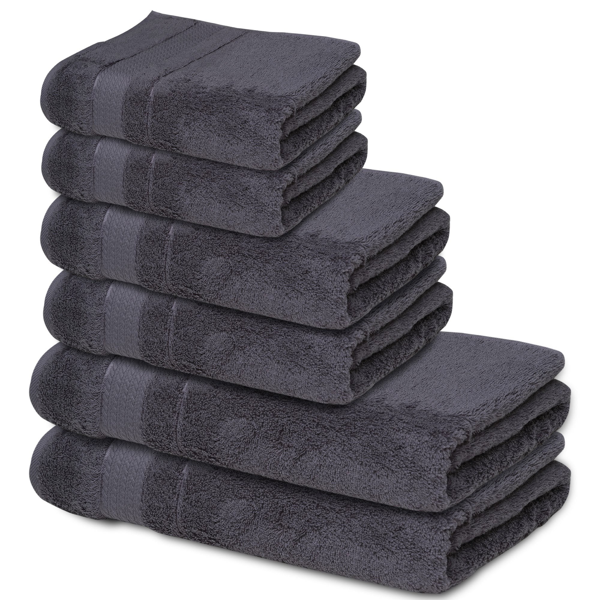 Melissa Linen Luxury Bath Towels Set of 6  - Bath Towels, Hand Towels, and Washcloths for the Bathroom – Dark Gray