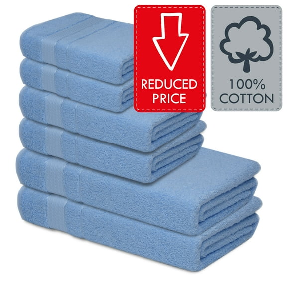 Melissa Linen Luxury Bath Towels Set of 6  - Bath Towels, Hand Towels, and Washcloths for the Bathroom – Light Blue